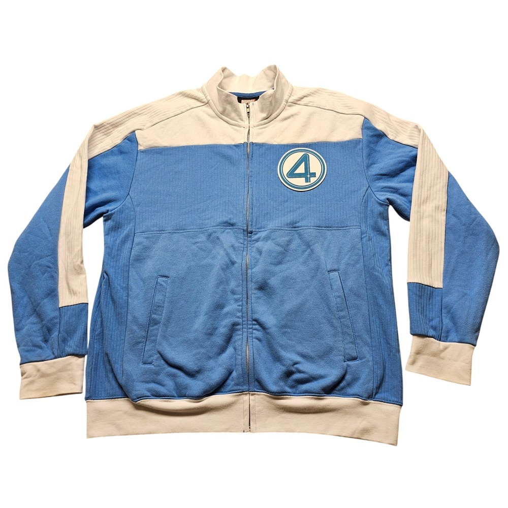 Marvel Our Universe Fantastic Four Track Jacket Blue White Zip Up Mens Large